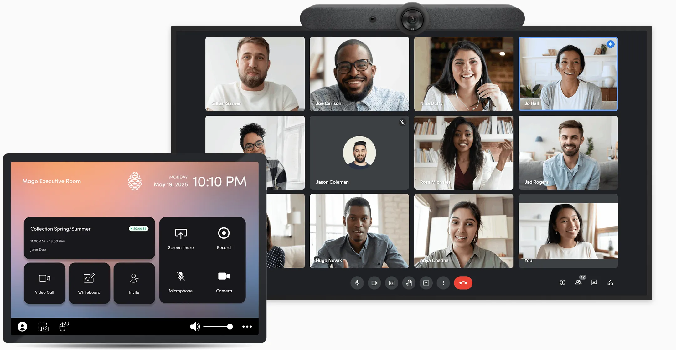Joining a video call from the room: in one tap, from the room's calendar