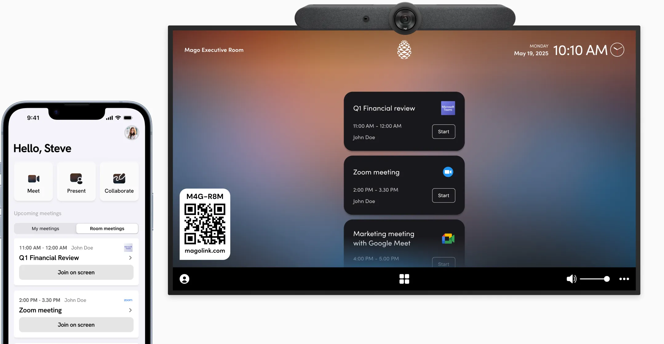 Joining a video call from the room: in one tap, from your calendar