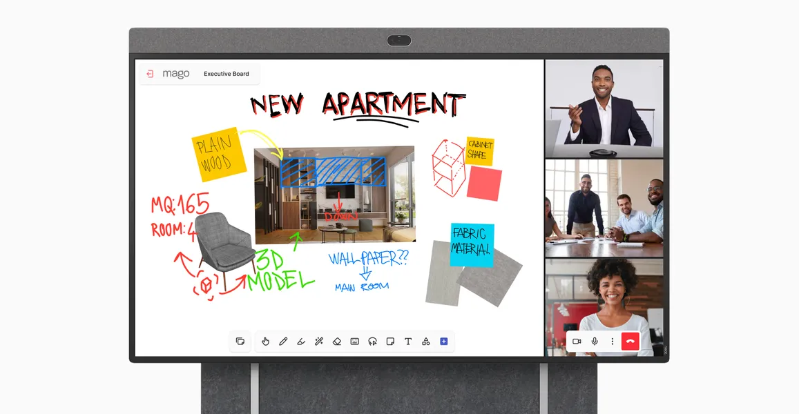 A Mago whiteboard showcasing its powerfull tools