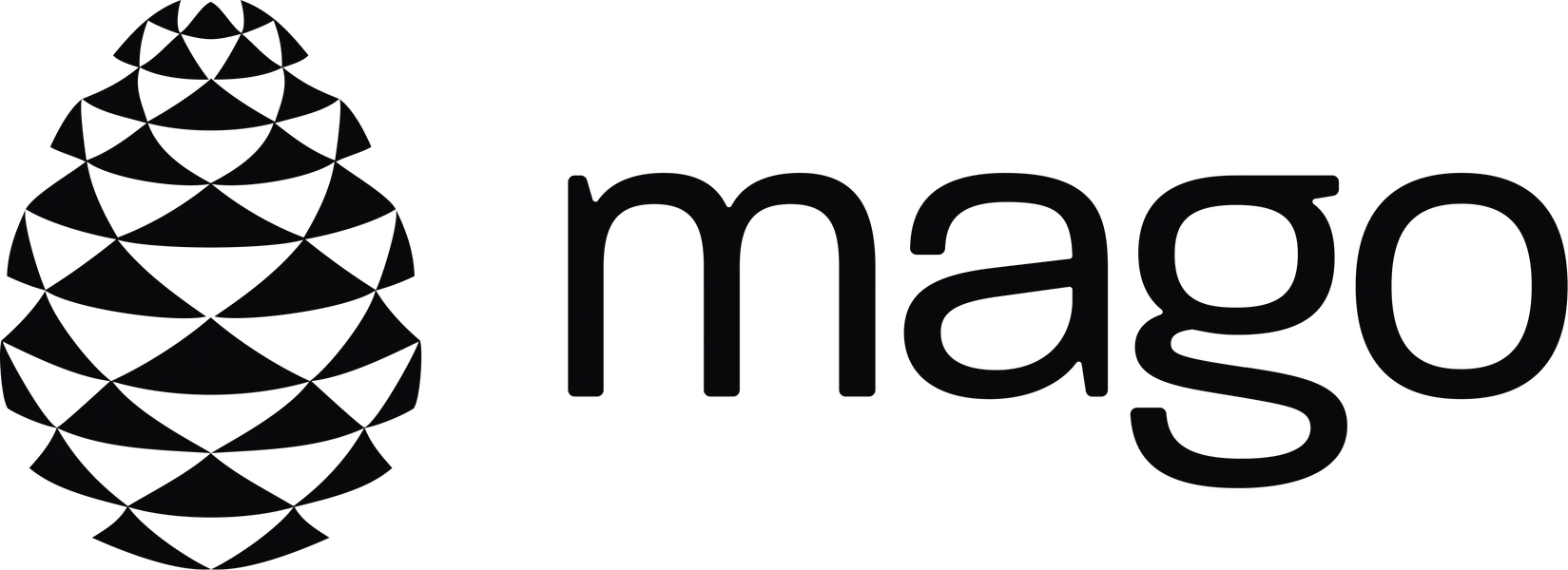 Mago logo featuring the geometric pinecone icon and modern typography.