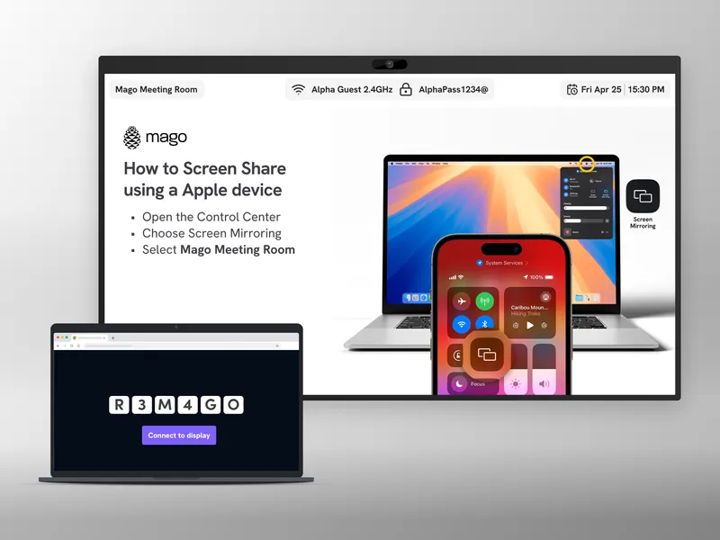 Mago wireless screen sharing from Android, iOS, Windows, and macOS devices
