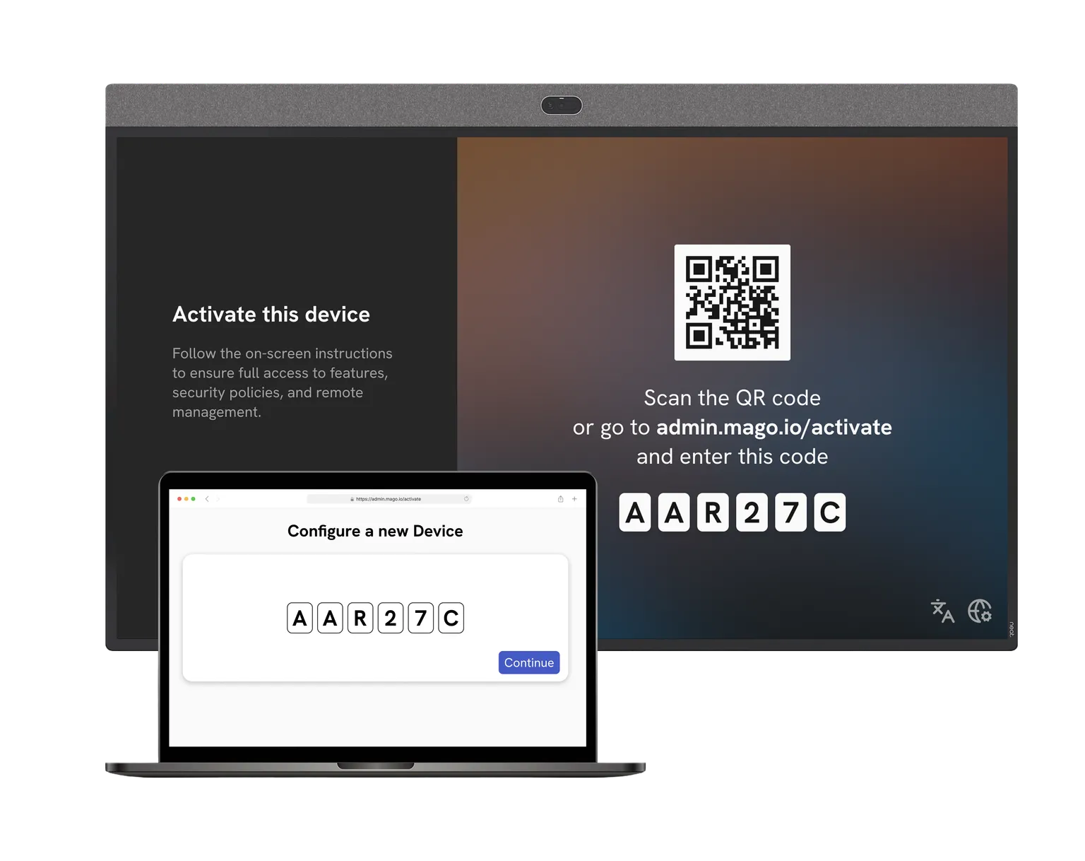 Mago device activation screen