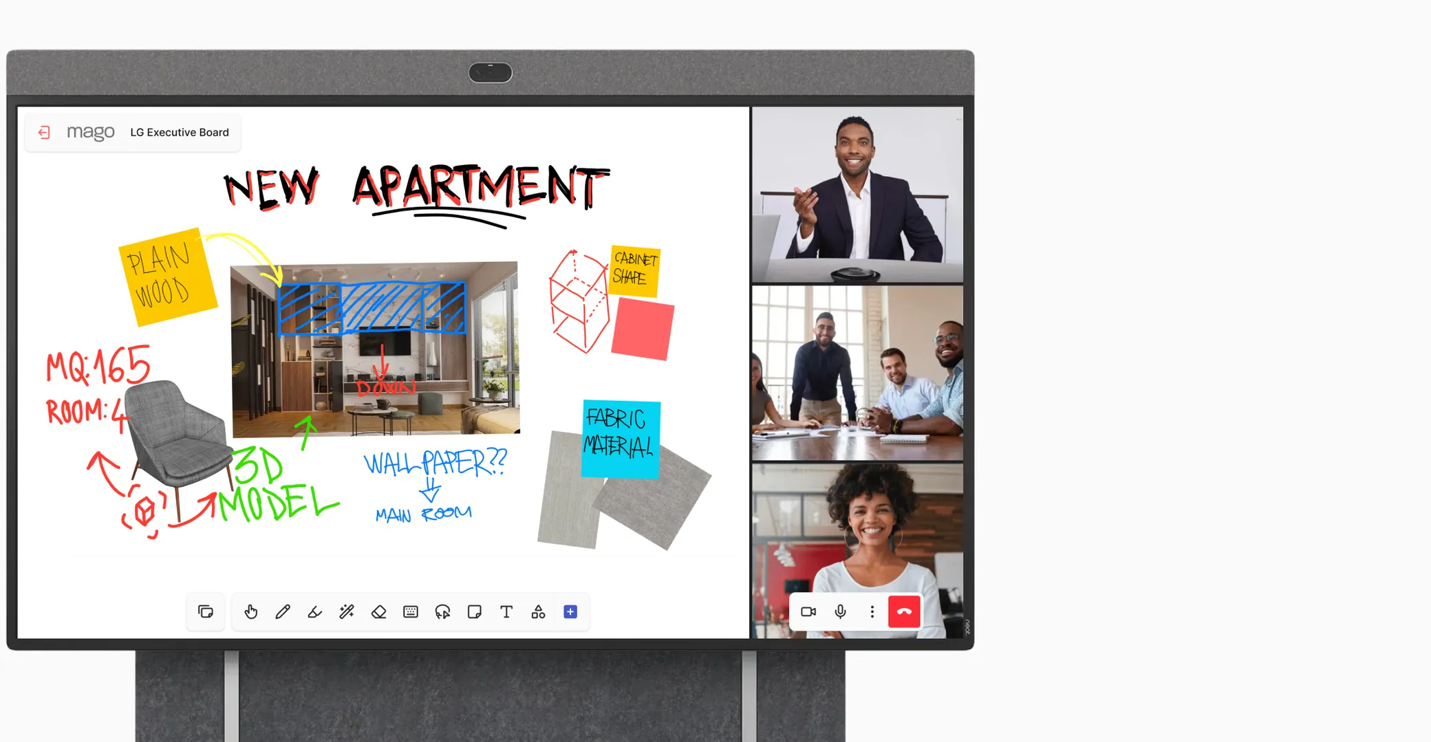 Mago Whiteboard on the room display
